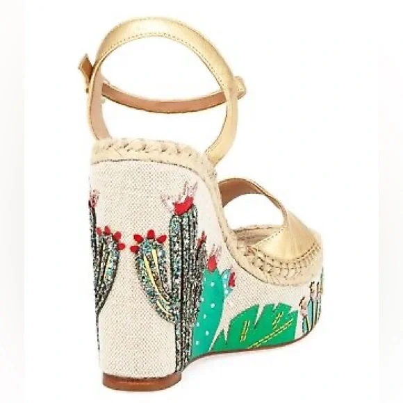 KATE SPADE Dallas Cactus Platform Wedge Sandals - Sz 7 - Picture 4 of 15